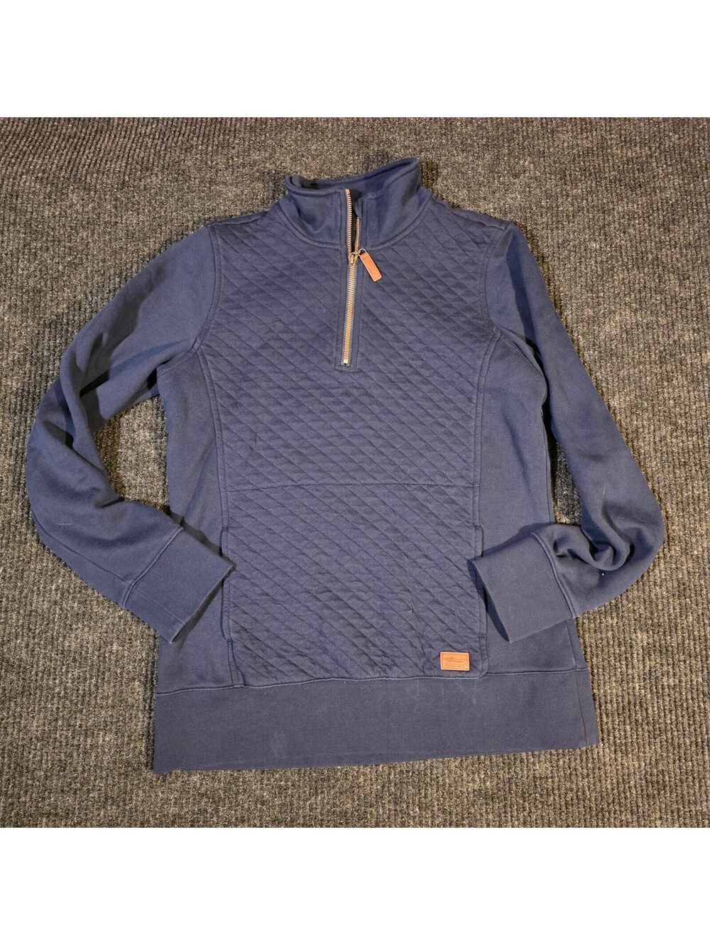 L.L.Bean Navy Quilted Quarter Zip Pullover Sweatshirt L